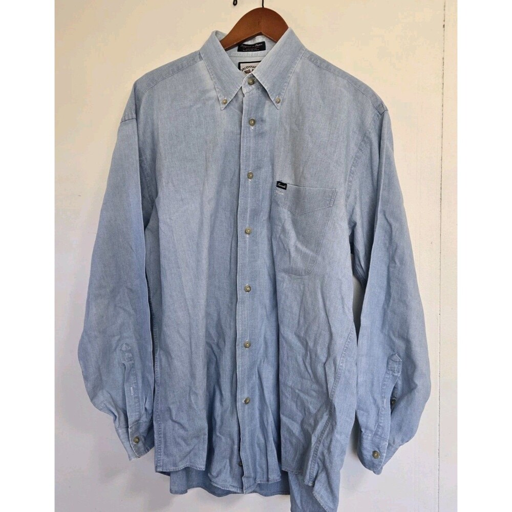 Vintage Faconnable Shirt Mens M Blue 90s Albert Goldberg Button Dress Business